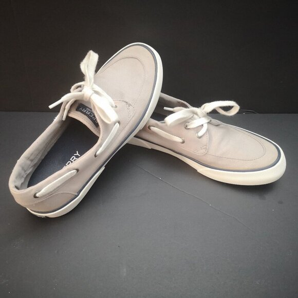 Sperry Top Sider Memory Foam Ladies Size 8 Grey with Navy Soles Deck Shoes - Picture 1 of 7